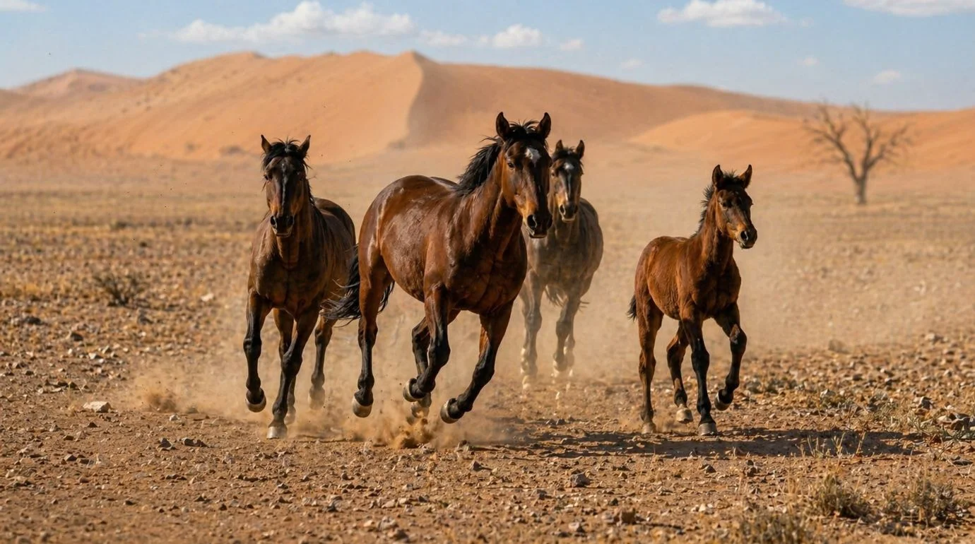 Cavalos e Suas Origens: Cavalo do Deserto da Namíbia — O Único Cavalo Selvagem da África Sobreviveu por Causa de um Poço de Locomotiva